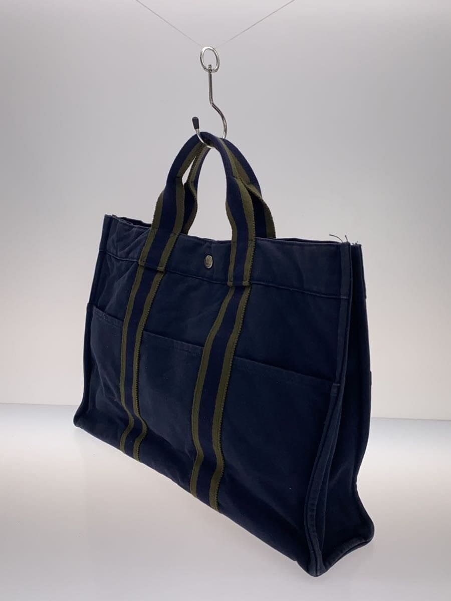 HERMES Tote Bag Cotton NVY Solid 2