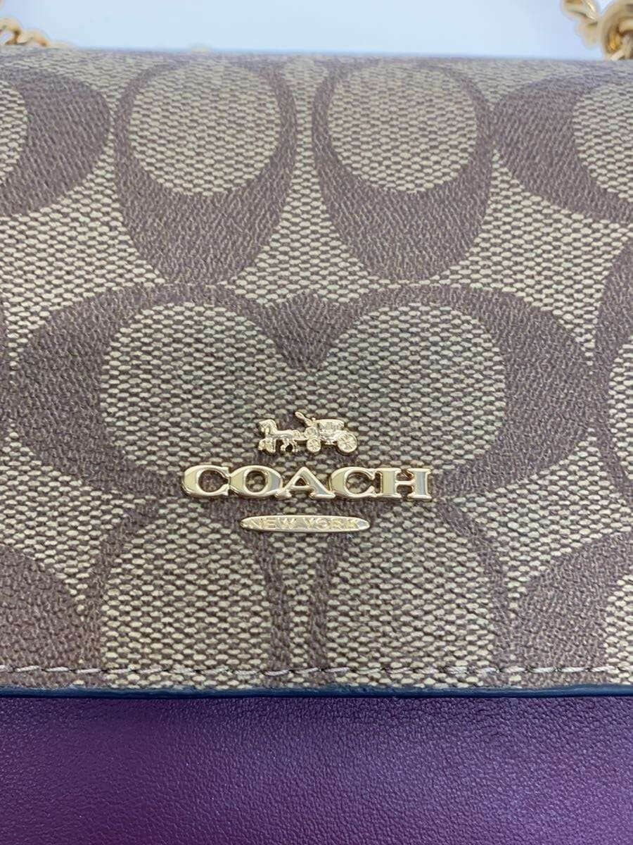 COACH Shoulder Bag Leather BEG All Over Pattern 5