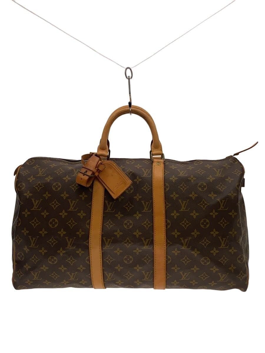 LOUIS VUITTON Keepall Bandouliere 50_Monogram Canvas PVC BRW Brown