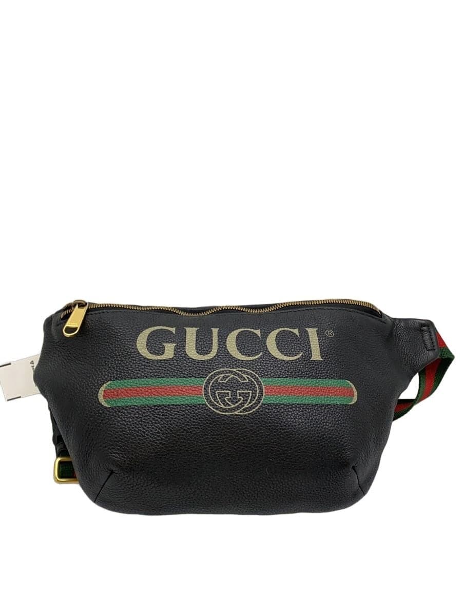 GUCCI Waist Bag Leather Black 493869 525040