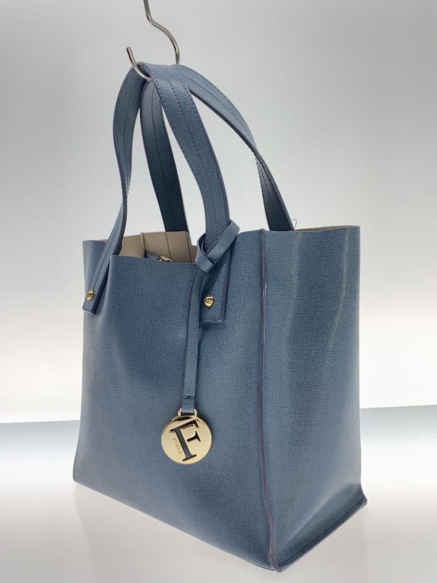 FURLA handbag leather blue 2