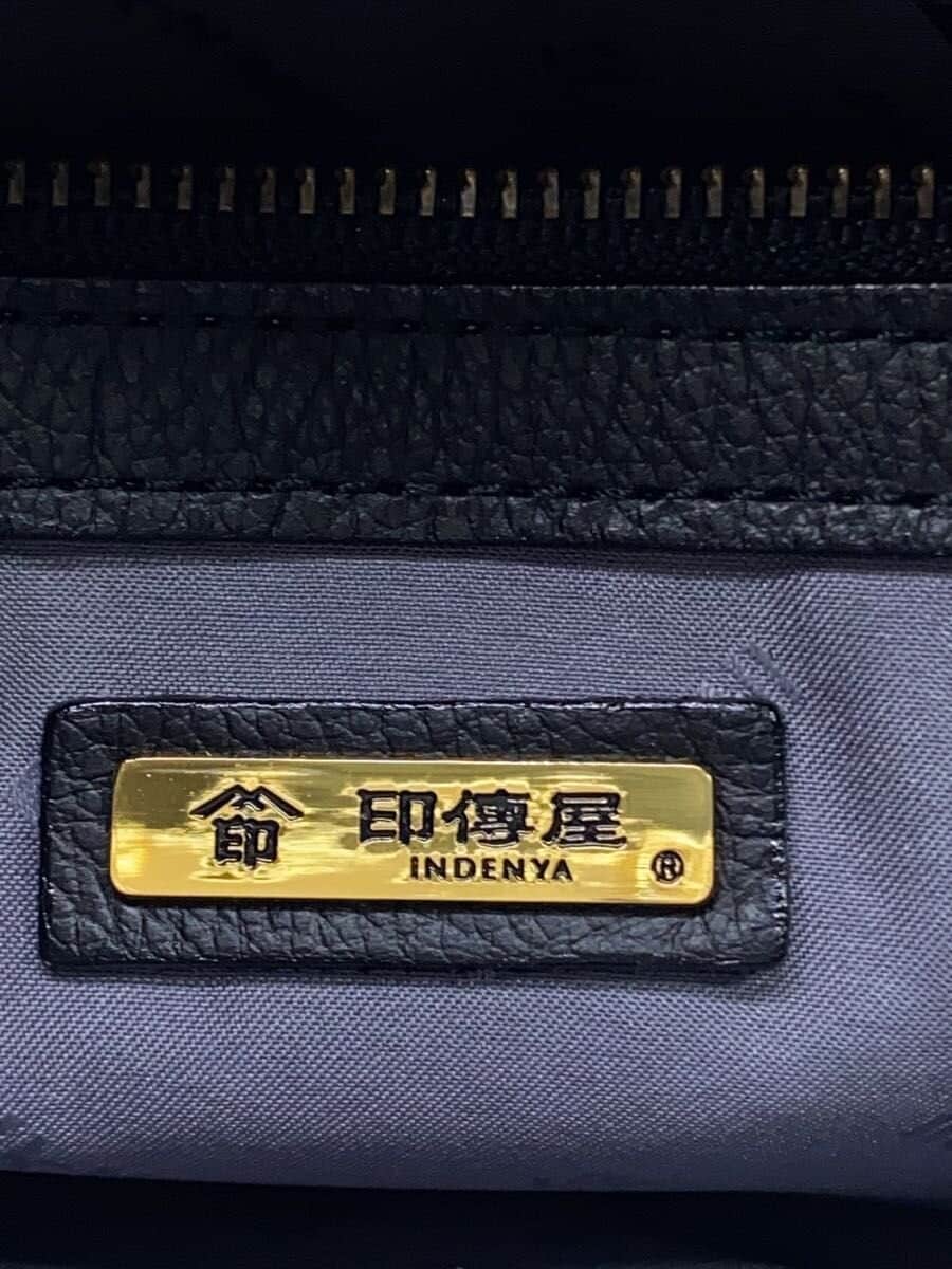 INDEN-YA Shoulder Bag Leather Black All-over Pattern 5