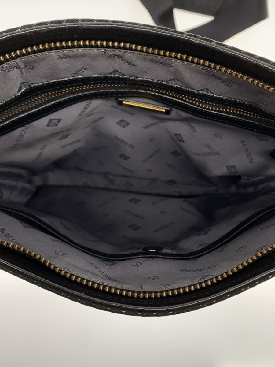 INDEN-YA Shoulder Bag Leather Black All-over Pattern 6