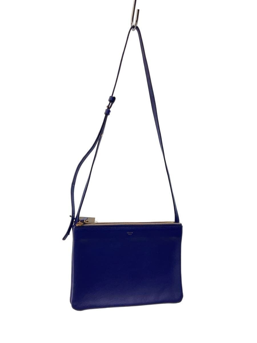 CELINE Shoulder Bag Leather BLU Solid