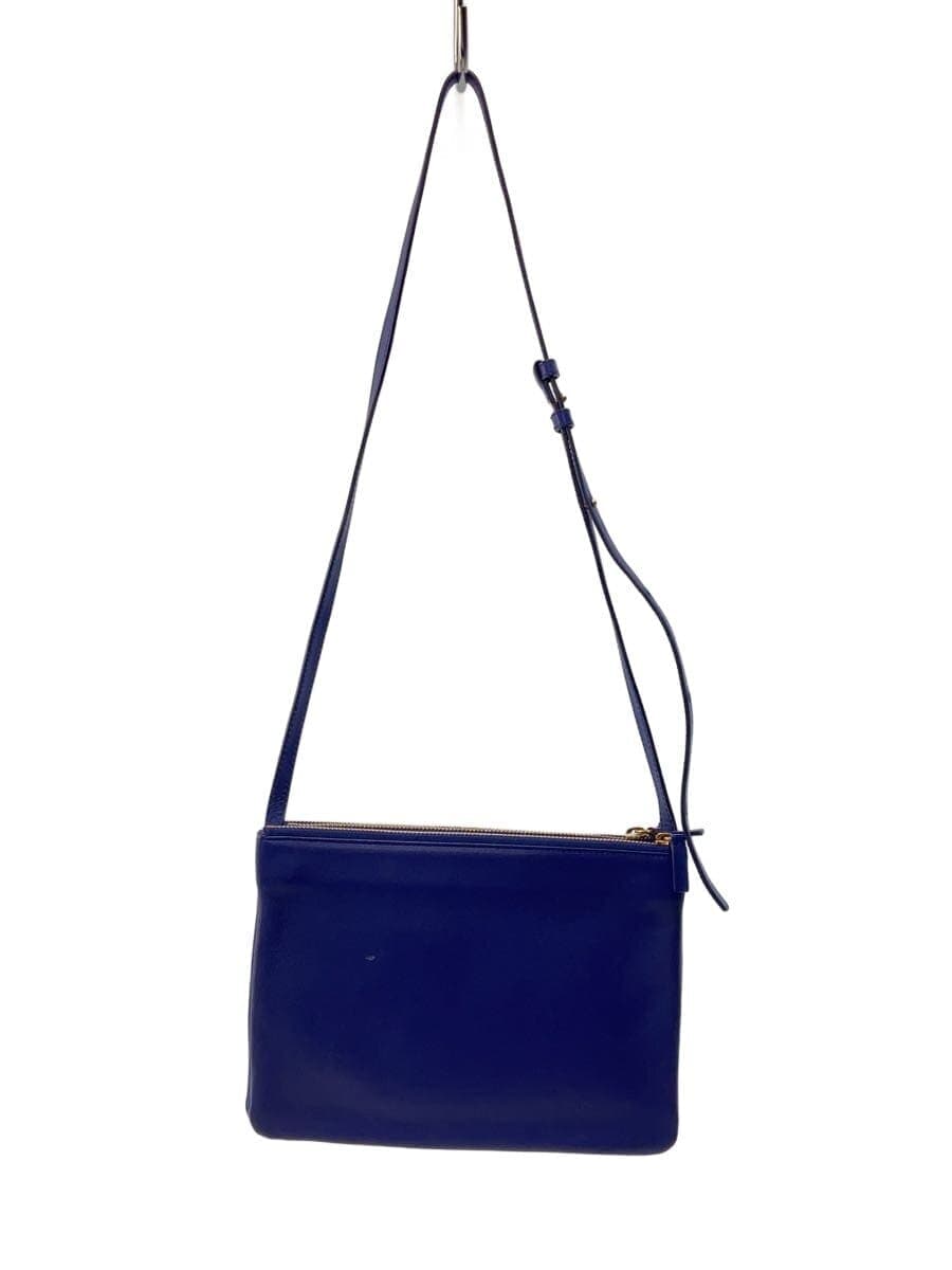 CELINE Shoulder Bag Leather BLU Solid 3