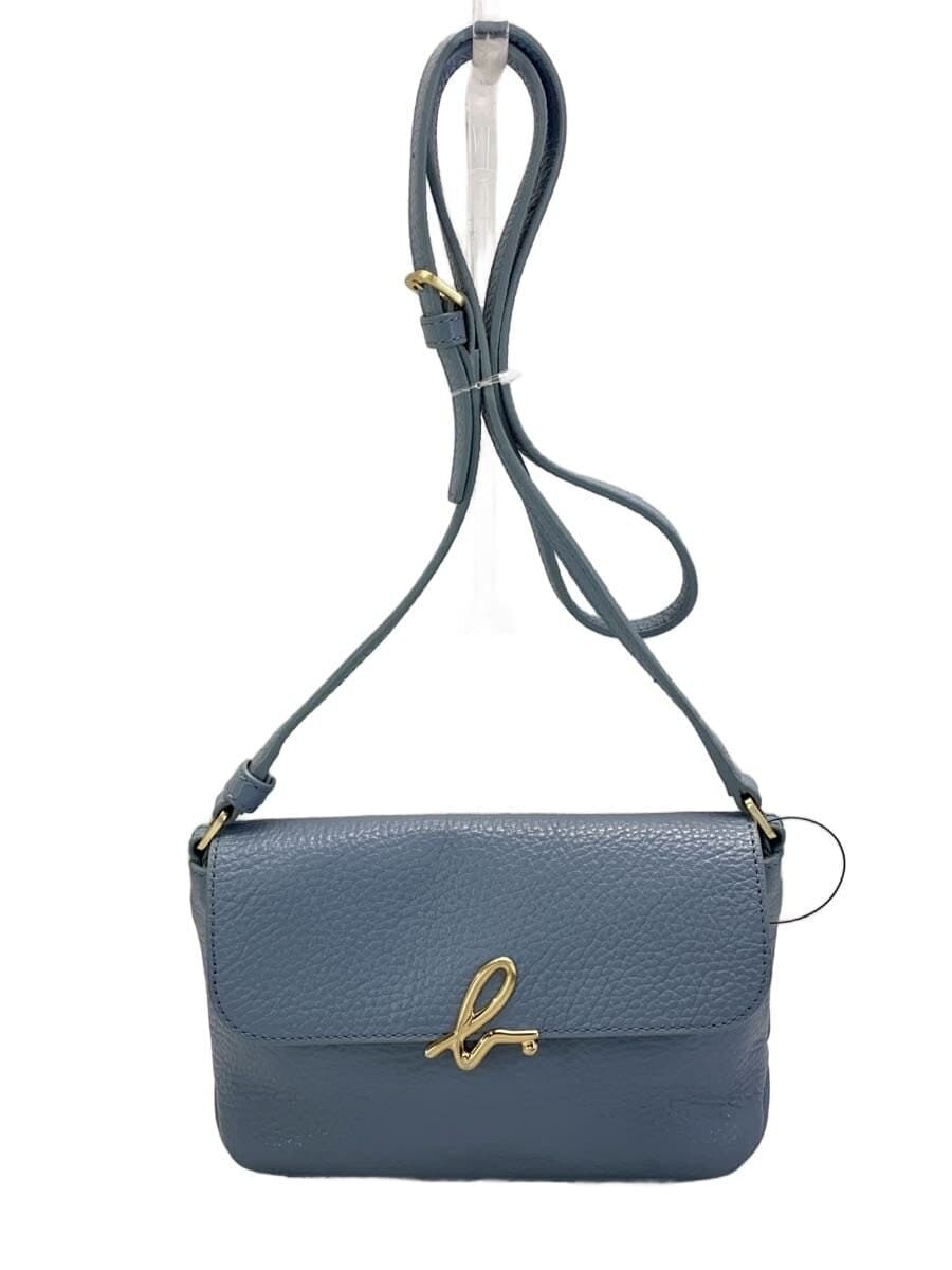 agnes b. Shoulder Bag Cowhide BLU Solid 1S12F－08 Blue Light Blue