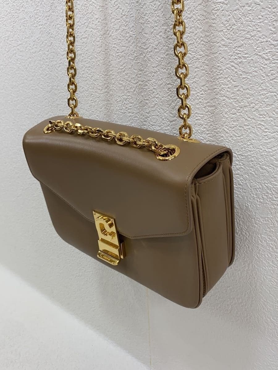 CELINE Small C Chain Shoulder Shoulder Bag Leather BEG With Wear 2