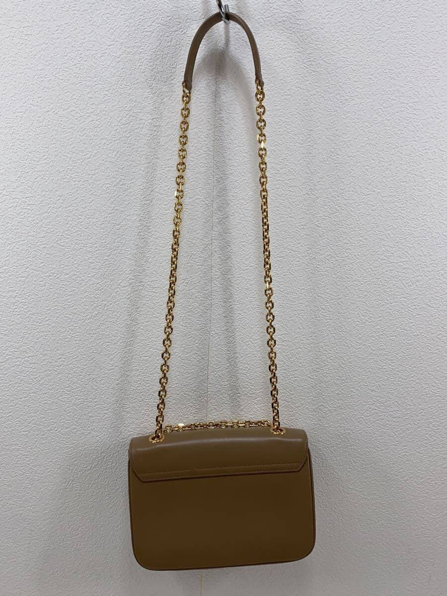 CELINE Small C Chain Shoulder Shoulder Bag Leather BEG With Wear 3
