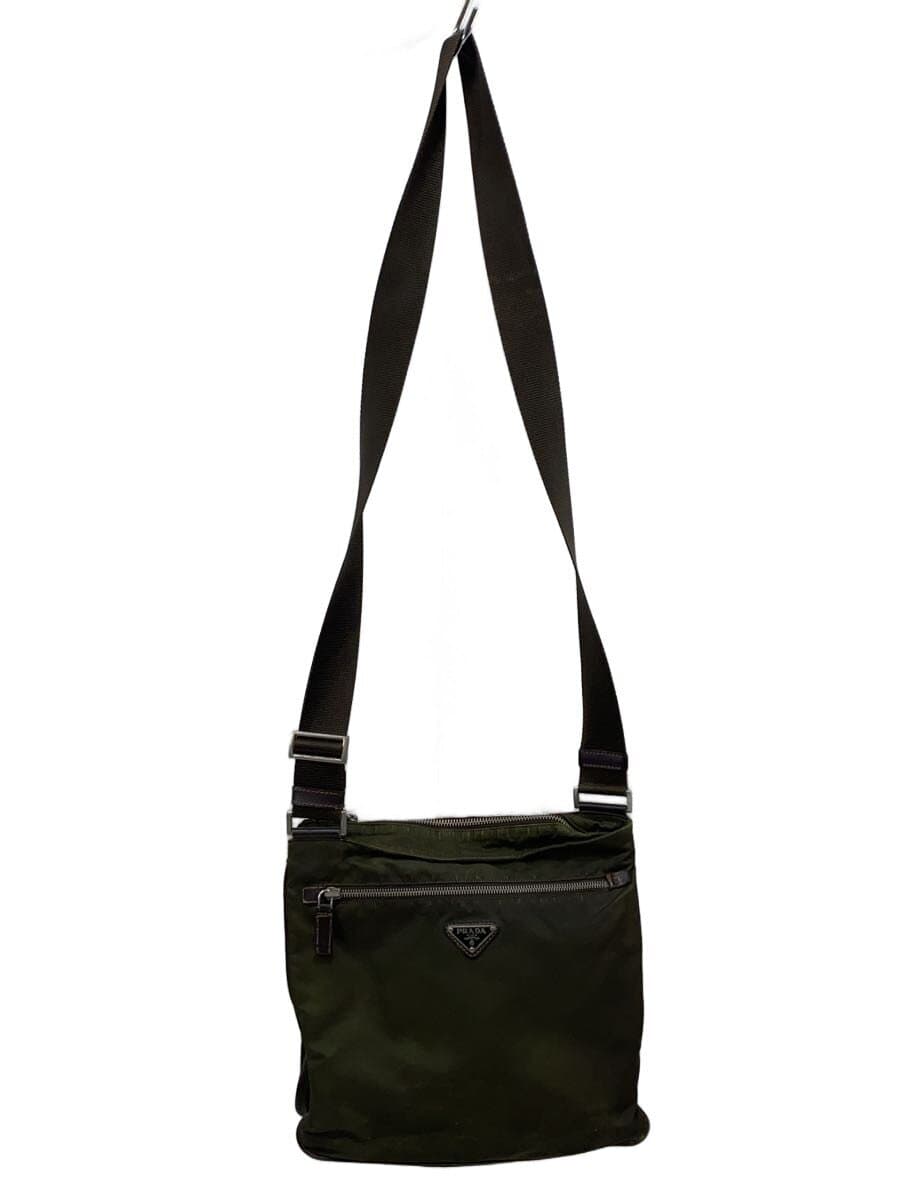 PRADA Tessuto Deteriorated Considered Shoulder Bag Nylon KHK Solid