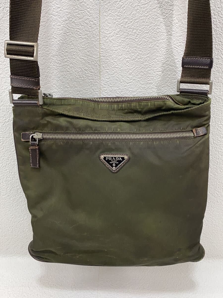 PRADA Tessuto Deteriorated Considered Shoulder Bag Nylon KHK Solid 2