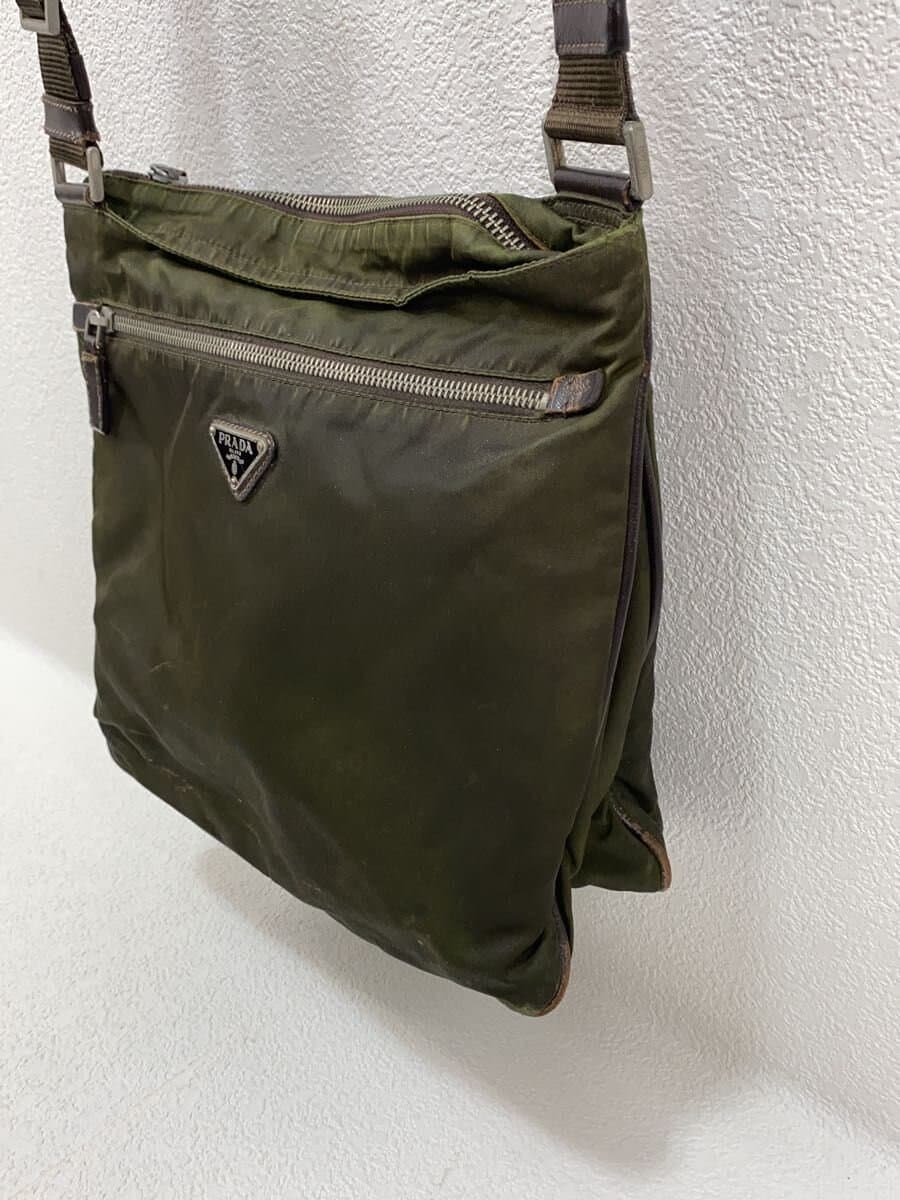 PRADA Tessuto Deteriorated Considered Shoulder Bag Nylon KHK Solid 3