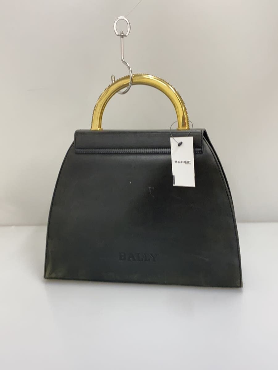 BALLY Handbag Leather BLK Yellowing Consider Condition 3