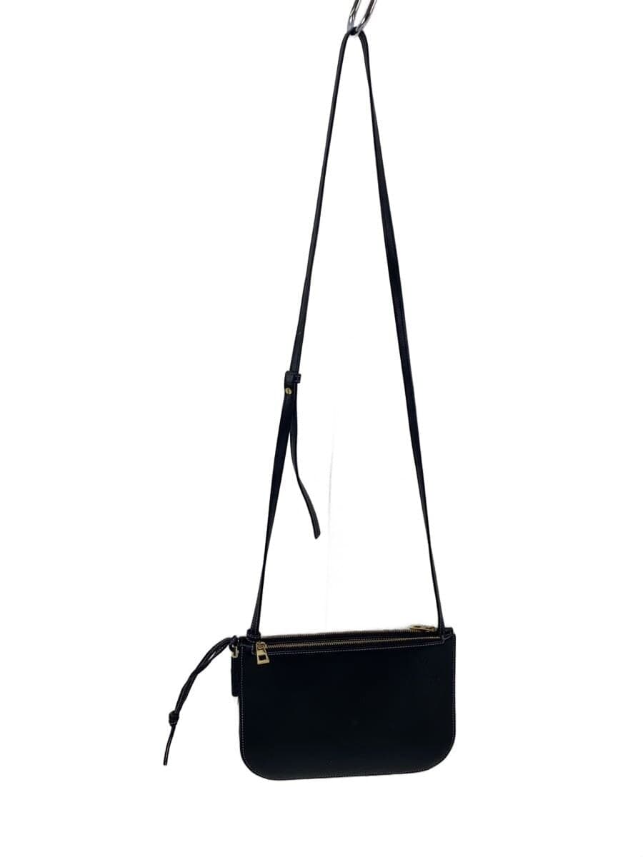 LOEWEGATE DOUBLE ZIP POUCH BAG Shoulder Bag Leather BLK Solid