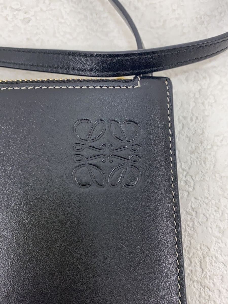 LOEWEGATE DOUBLE ZIP POUCH BAG Shoulder Bag Leather BLK Solid 5