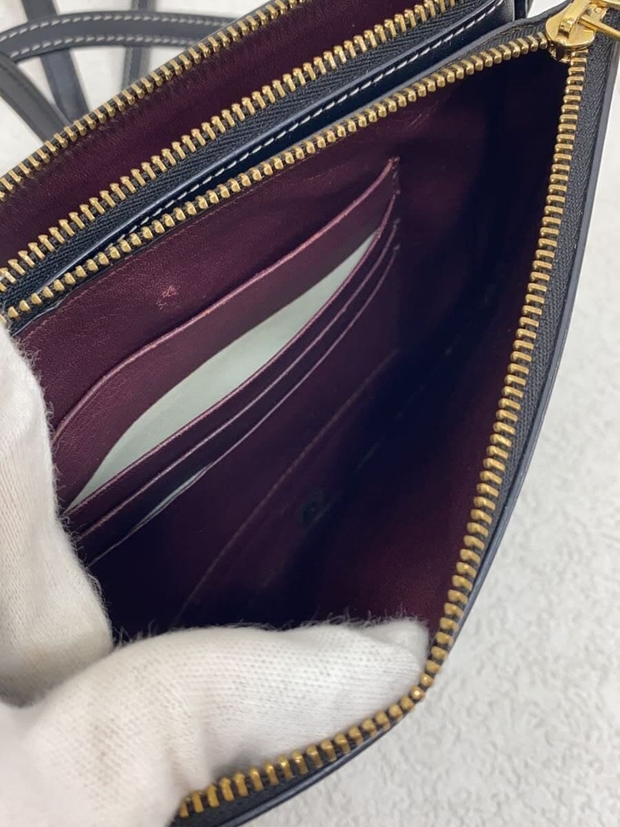 LOEWEGATE DOUBLE ZIP POUCH BAG Shoulder Bag Leather BLK Solid 6