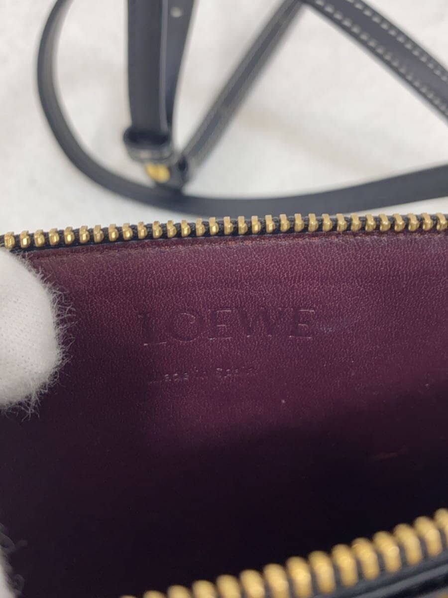 LOEWEGATE DOUBLE ZIP POUCH BAG Shoulder Bag Leather BLK Solid 7