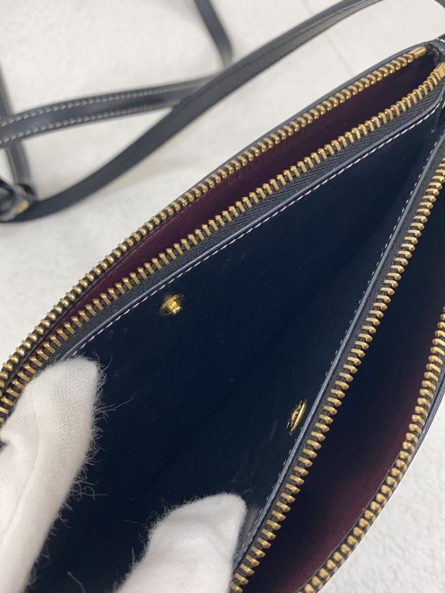 LOEWEGATE DOUBLE ZIP POUCH BAG Shoulder Bag Leather BLK Solid 9