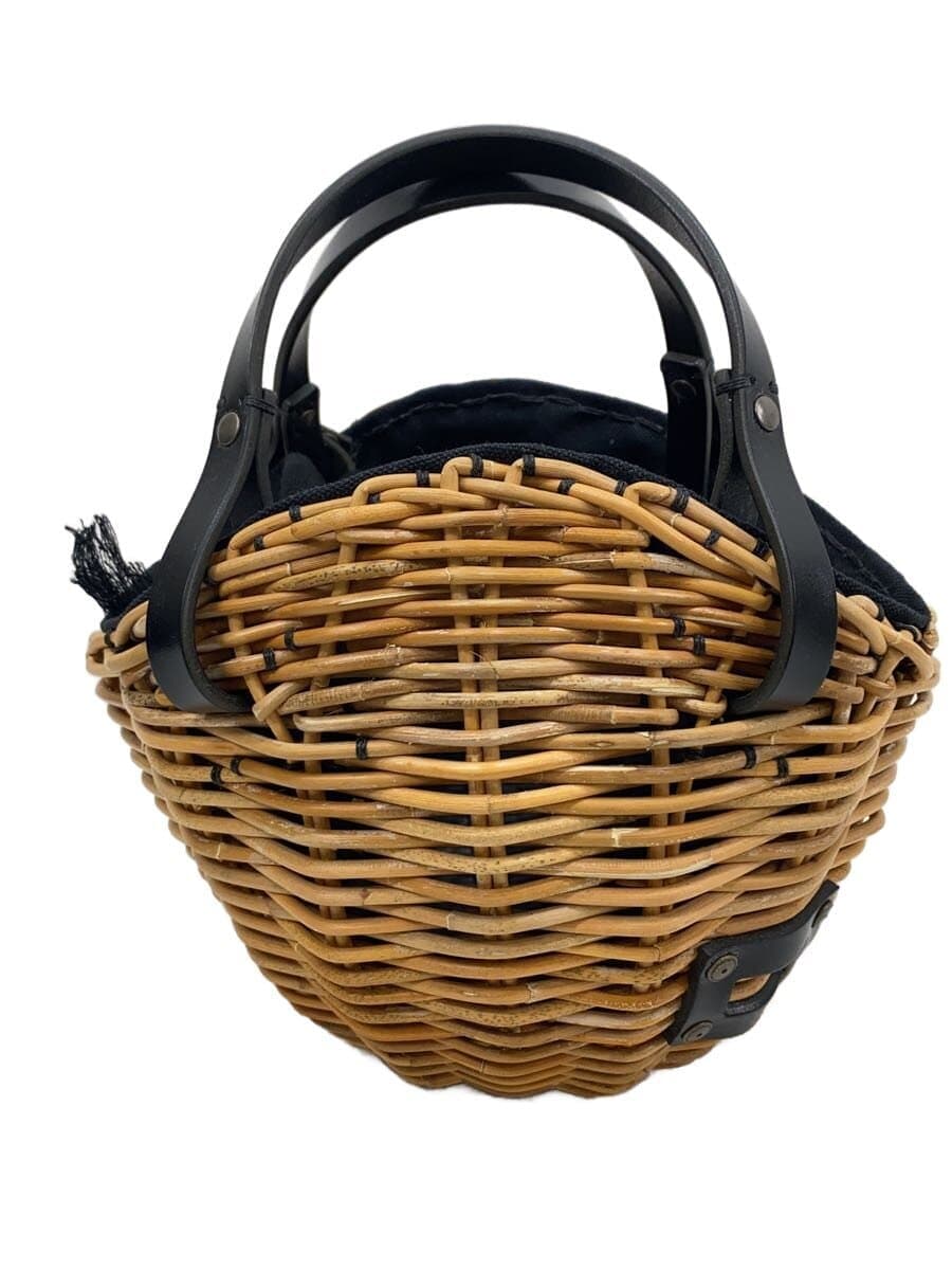 eb a gos Blue M Basket Leather Handle Red Rattan Kagure Handbag BEG