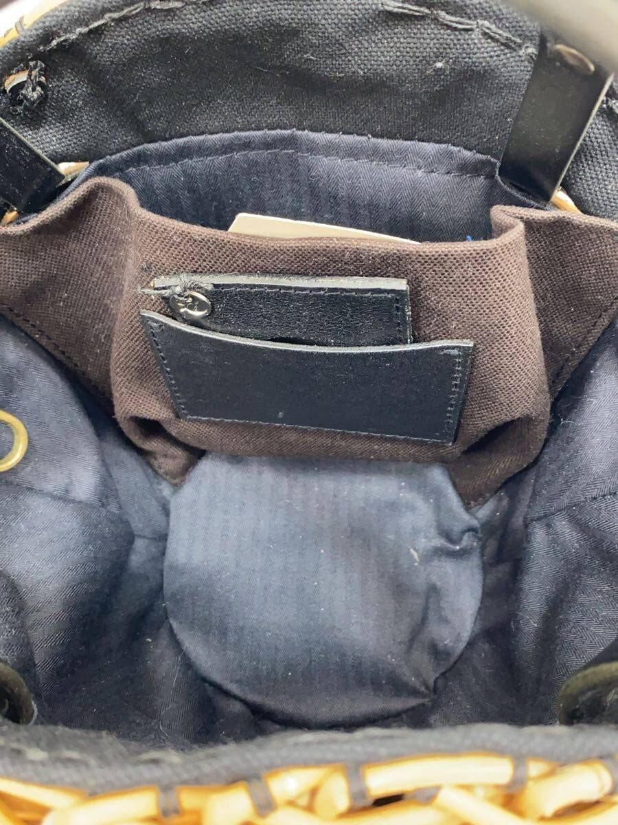 eb a gos Blue M Basket Leather Handle Red Rattan Kagure Handbag BEG 5