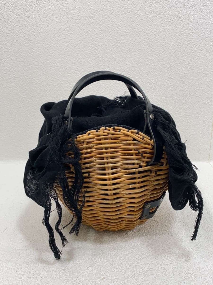 eb a gos Blue M Basket Leather Handle Red Rattan Kagure Handbag BEG 7