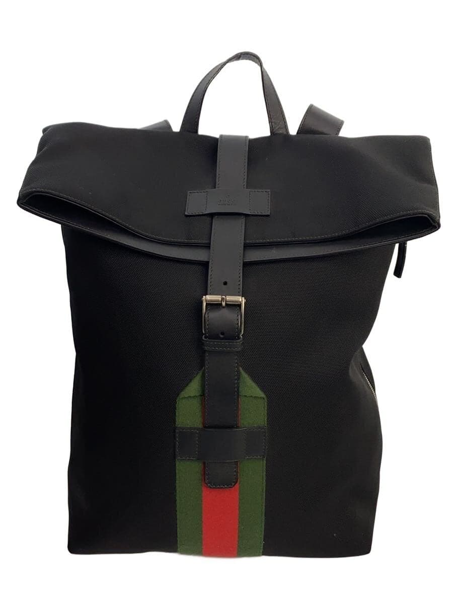 GUCCI Backpack BLK 337075 Zip Firm Edge Crack 、Fray Misshapen