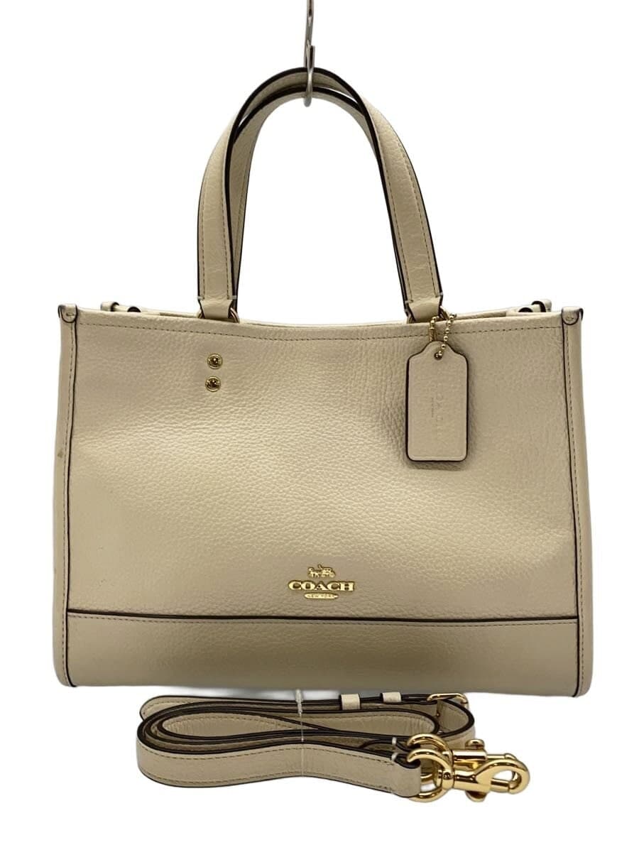 COACH Shoulder Bag Leather WHT CO976