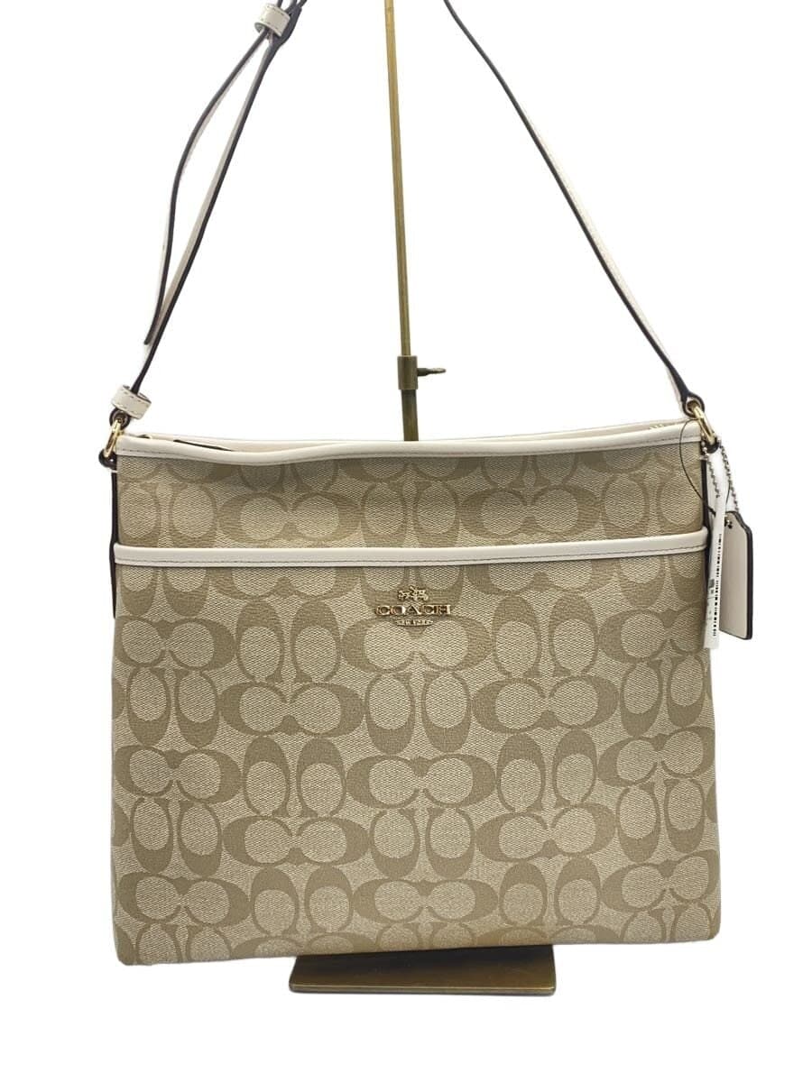 COACH Signature File Bag Shoulder Bag Leather WHT All Over Pattern F58297