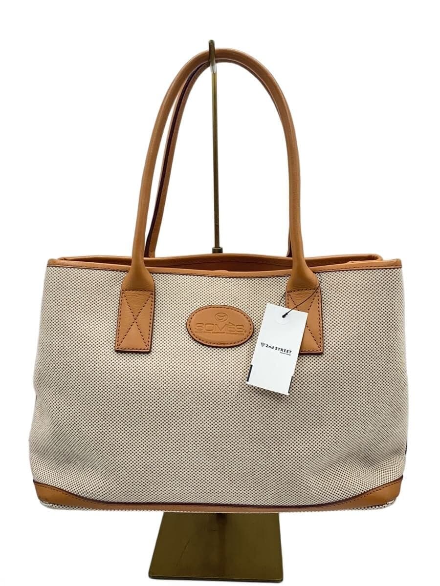 SOMES SADDLE Leather Handle Tote Bag Handbag Canvas Solid