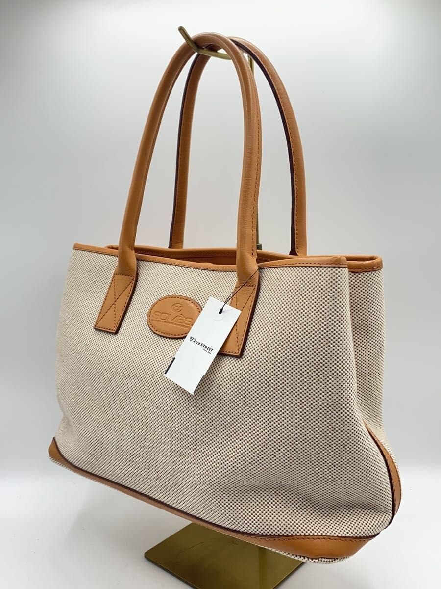 SOMES SADDLE Leather Handle Tote Bag Handbag Canvas Solid 2