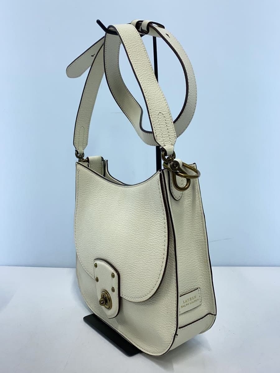 LAUREN RALPH LAUREN Turnlock Cow Leather Shoulder Bag Cowhide WHT Solid 2