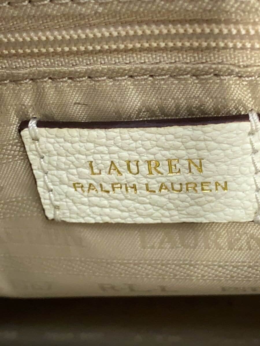 LAUREN RALPH LAUREN Turnlock Cow Leather Shoulder Bag Cowhide WHT Solid 5
