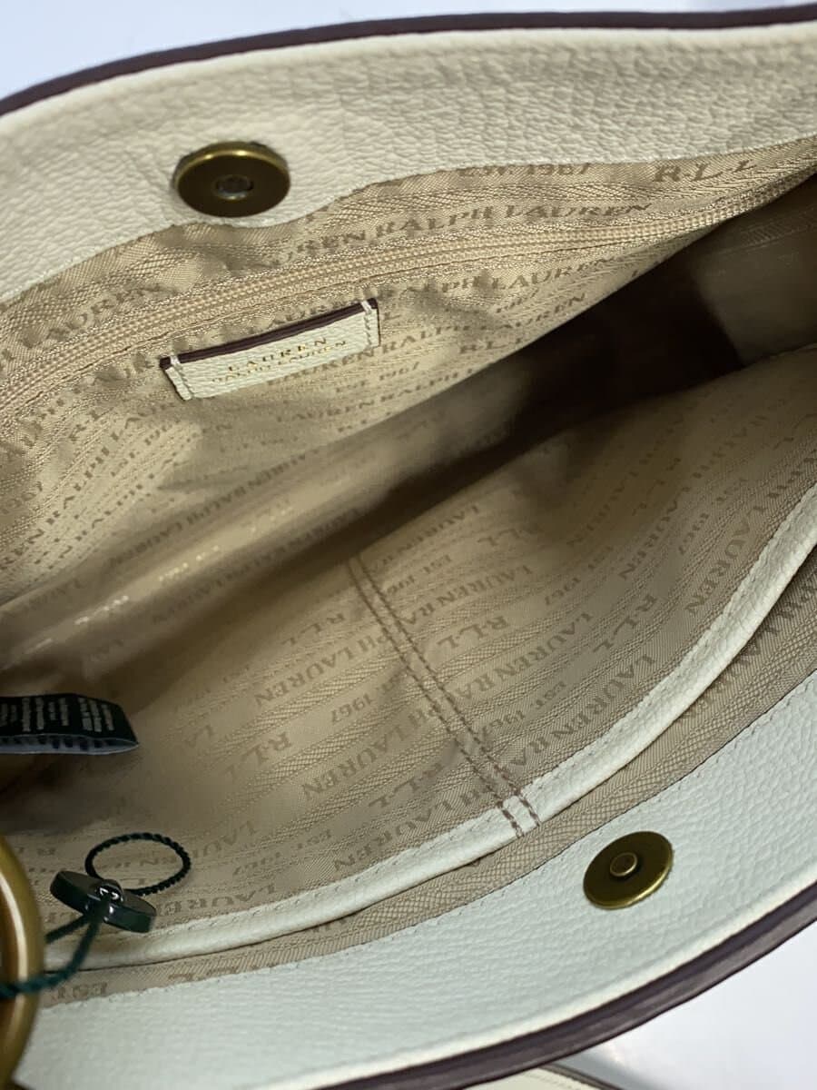 LAUREN RALPH LAUREN Turnlock Cow Leather Shoulder Bag Cowhide WHT Solid 6
