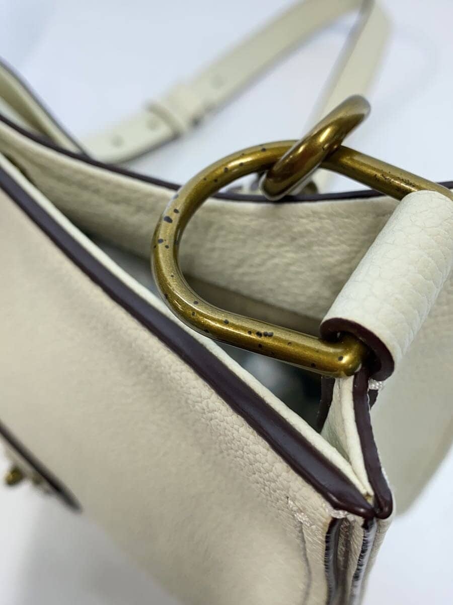 LAUREN RALPH LAUREN Turnlock Cow Leather Shoulder Bag Cowhide WHT Solid 7