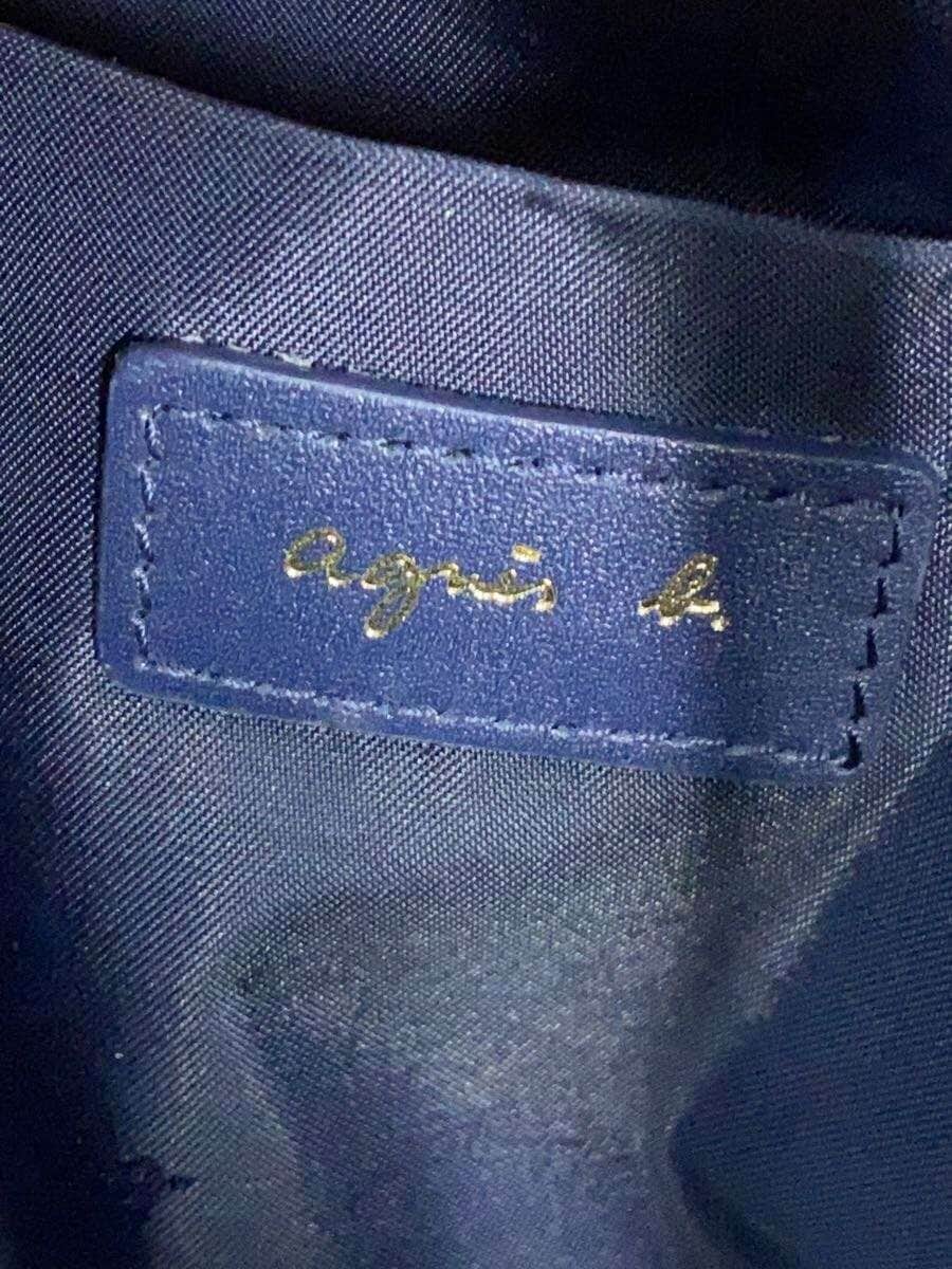 agnes b. Tote Bag Cowhide NVY With Wear 5