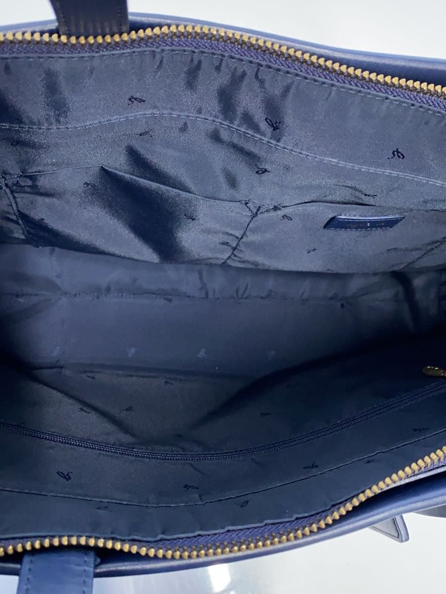 agnes b. Tote Bag Cowhide NVY With Wear 6