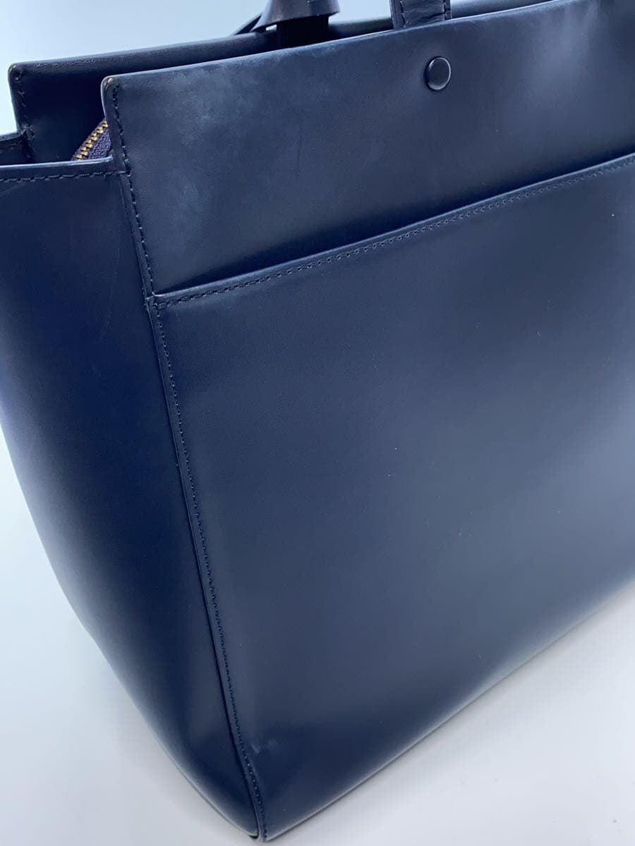 agnes b. Tote Bag Cowhide NVY With Wear 8