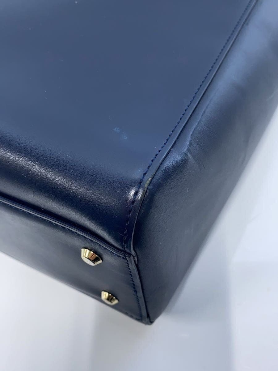 agnes b. Tote Bag Cowhide NVY With Wear 9