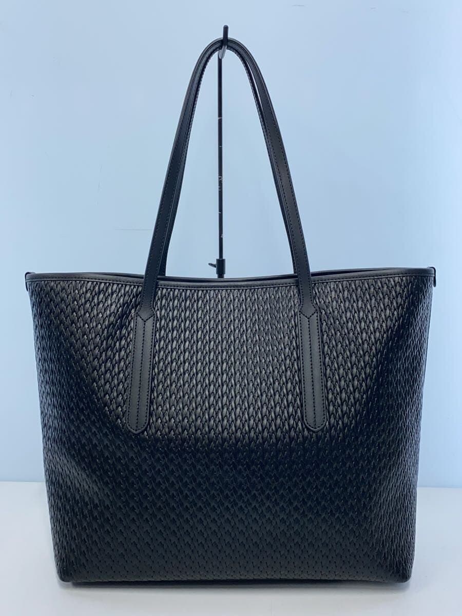 FURLA Tote Bag Leather Black Braided 3