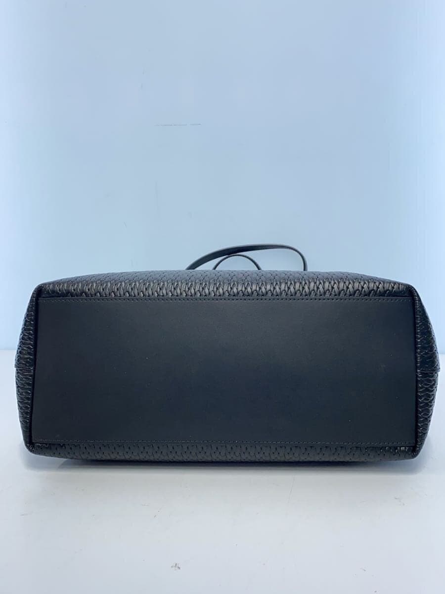 FURLA Tote Bag Leather Black Braided 4