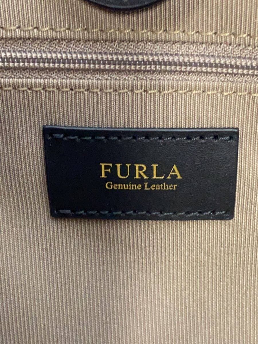 FURLA Tote Bag Leather Black Braided 5