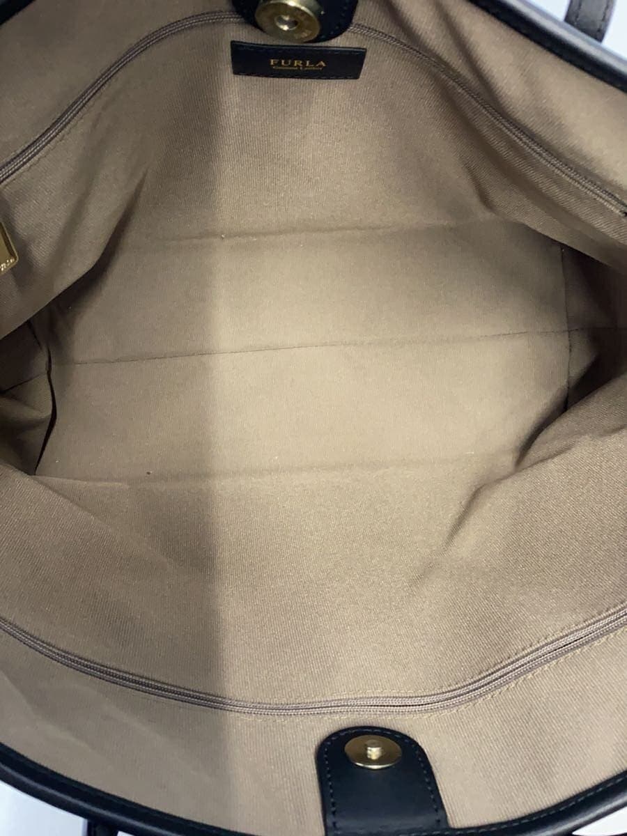 FURLA Tote Bag Leather Black Braided 6