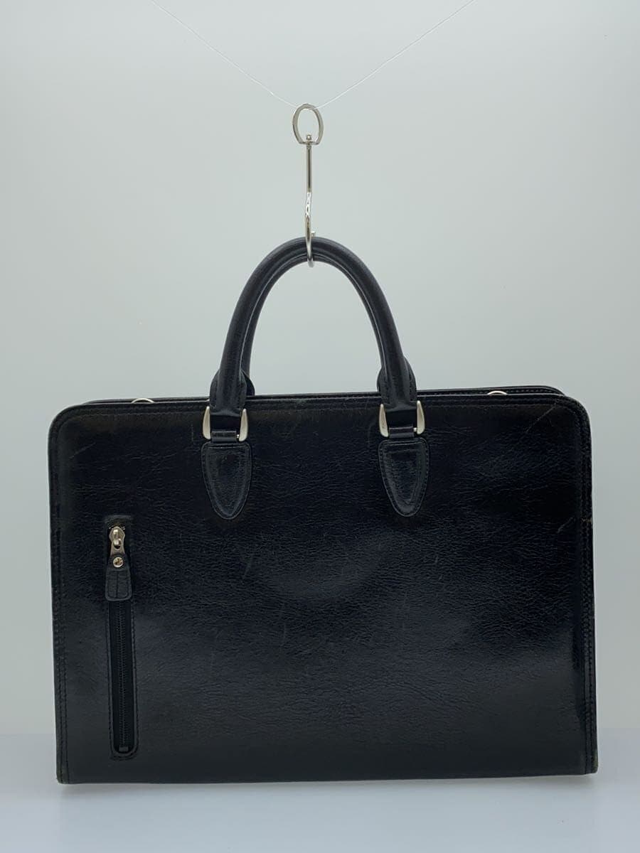 TAKEO KIKUCHI Square Business Bag Briefcase Leather BLK Solid Corner Wear 3