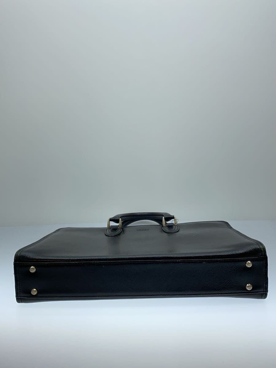 TAKEO KIKUCHI Square Business Bag Briefcase Leather BLK Solid Corner Wear 4