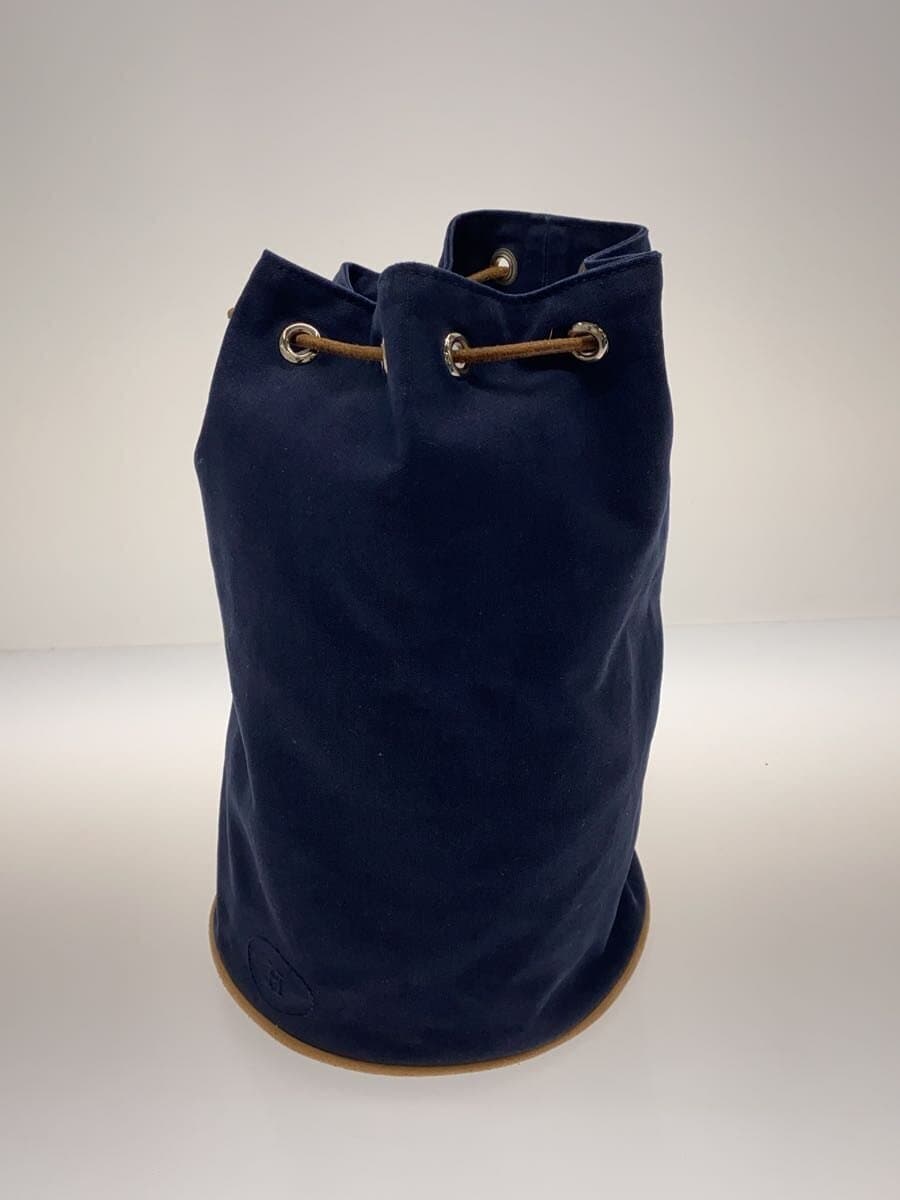 HERMES Polochon Mimil PM Silver Hardware Shoulder Bag Leather x Canvas NVY Solid 2