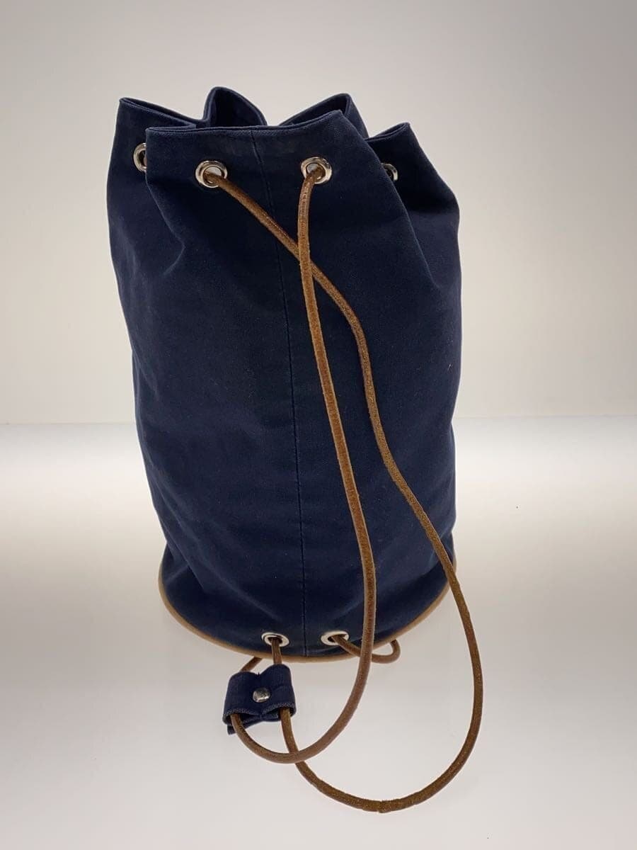 HERMES Polochon Mimil PM Silver Hardware Shoulder Bag Leather x Canvas NVY Solid 3