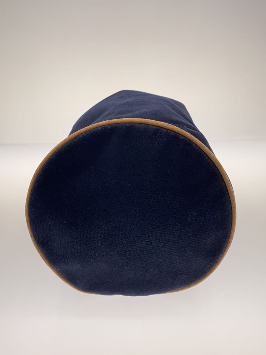 HERMES Polochon Mimil PM Silver Hardware Shoulder Bag Leather x Canvas NVY Solid 4