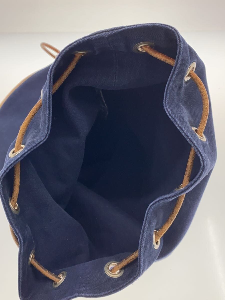 HERMES Polochon Mimil PM Silver Hardware Shoulder Bag Leather x Canvas NVY Solid 6