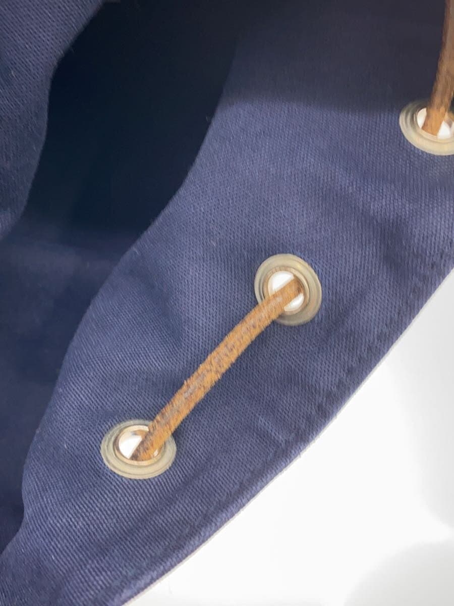 HERMES Polochon Mimil PM Silver Hardware Shoulder Bag Leather x Canvas NVY Solid 7