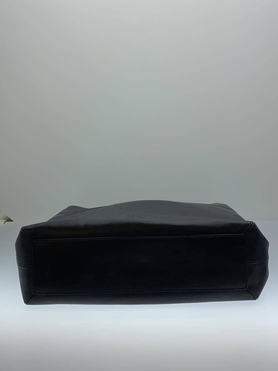 HIROFUH Logo Embossed Tote Bag Leather NVY Solid Corner Wear 4