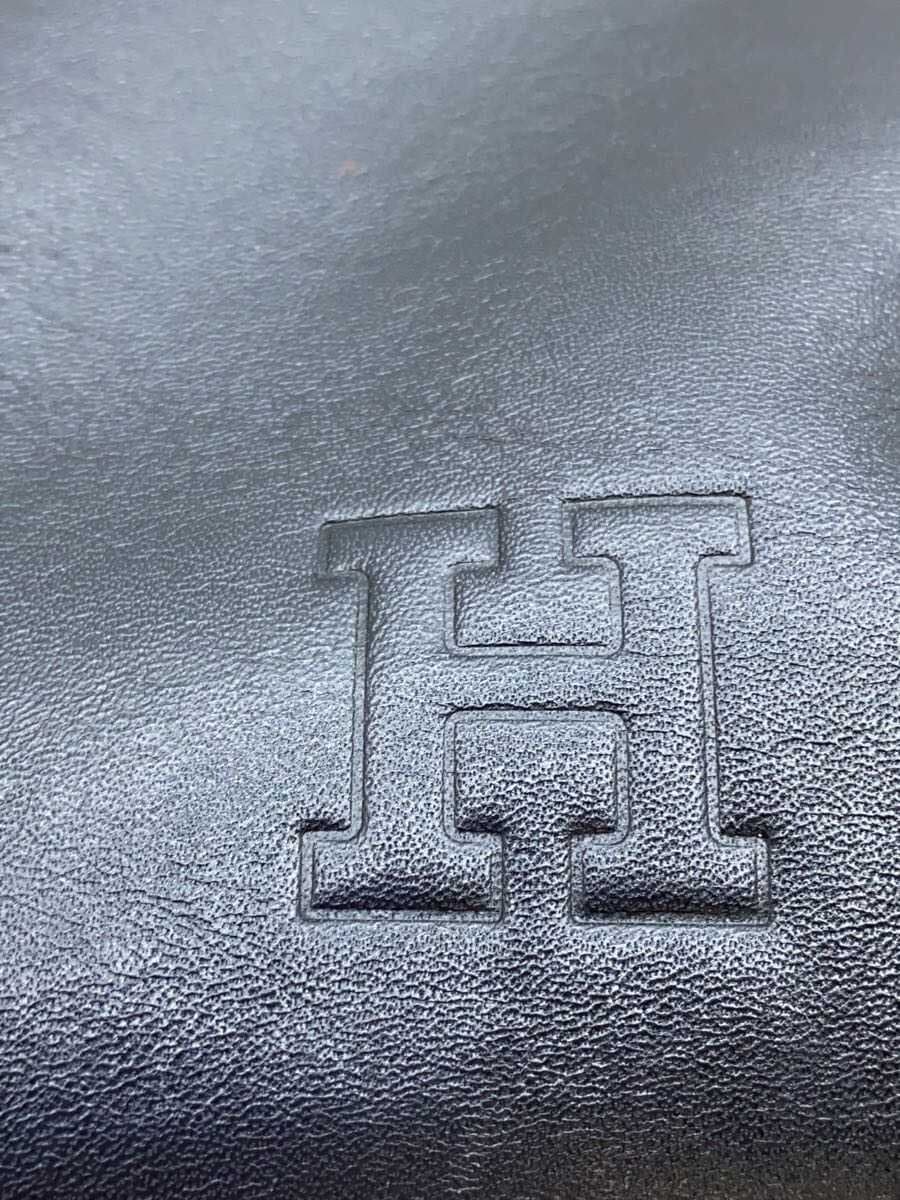 HIROFUH Logo Embossed Tote Bag Leather NVY Solid Corner Wear 5